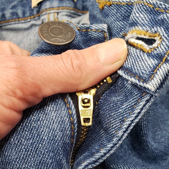 Blue Mountain Blue Jean Carpenter Pants Med Wash Size 36 X 32 Wide Leg Utility - Picture 4 of 7